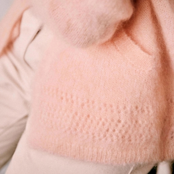 Nwt! Sezane Amandine kid mohair hooded Jumper in nude rosy beige - Picture 3 of 11